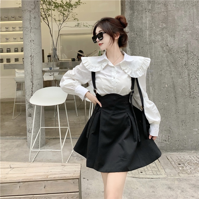 Set Áo Sơ Mi Trắng Dài Tay + Chân Váy Thời Trang Dành Cho Nữ