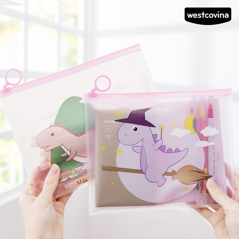 [Hot]✍Túi Đựng Bút Chì Hình Khủng Long Phối Nhẫn Dễ Thương Cho Học Sinh