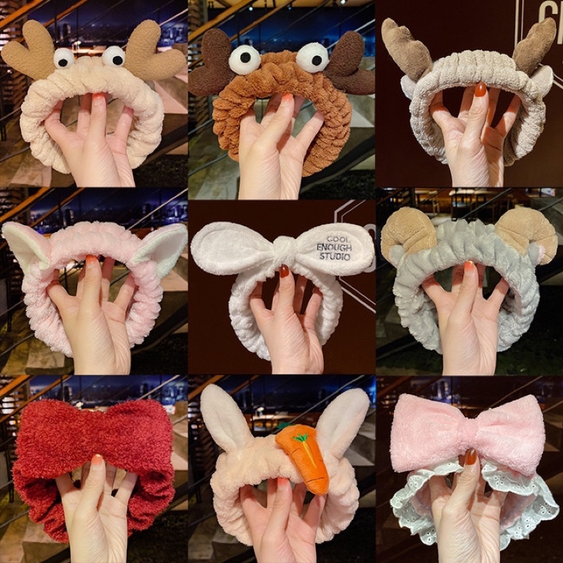 Băng Đô Rửa Mặt Tổng Hợp, Băng Đô Tai Thỏ Tai Mèo Nơ Sừng Dễ Thương Warm&Cute A212 A213 A214 A230