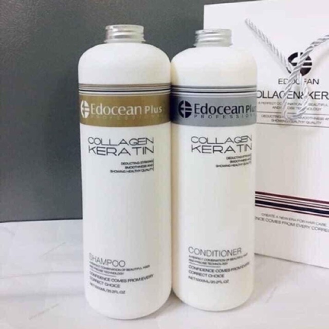 Dầu gội xả keratin Edocean phục hồi tái tạo cấu trúc tóc siêu mềm mượt hương nước hoa , combo dầu gội 1000ml * 2