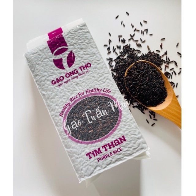 Gạo Lứt Tím Than ,Gạo Ông Thọ Dẻo Mềm Thơm Cơm (Túi 1ký)