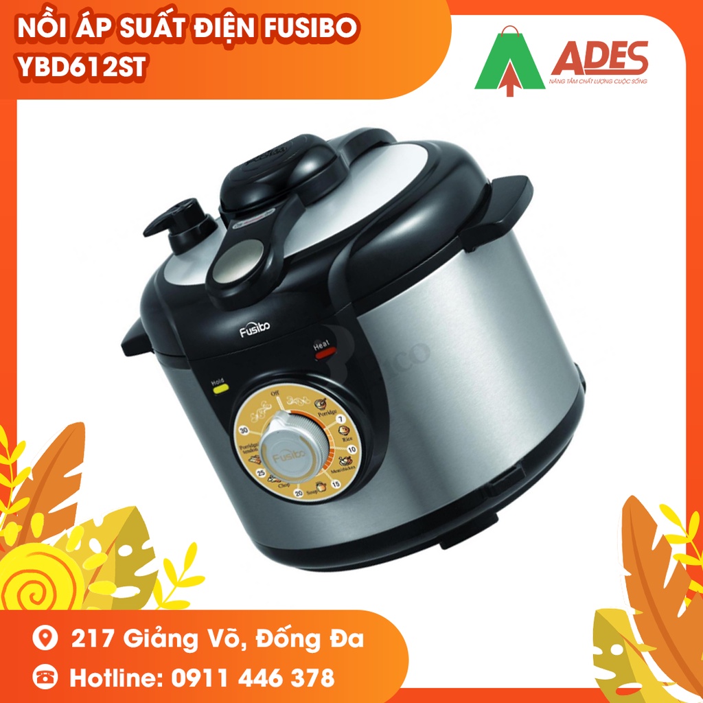 Nồi áp suất điện FUSIBO YBD612ST - Công suất LỚN 1000W - NEW HOT 2022 - Bảo hành Chính hãng 12 Tháng