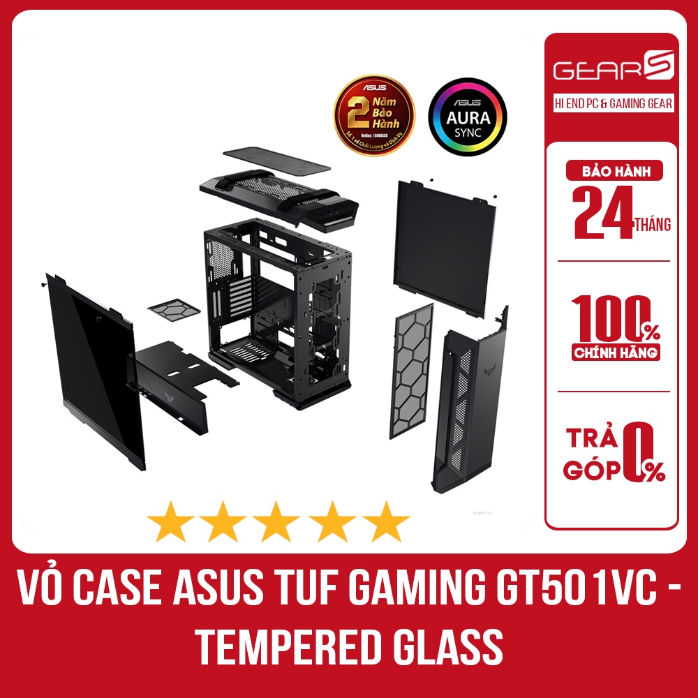 Vỏ Case Asus TUF Gaming GT501VC - Tempered Glass (Mid Tower/Màu Đen/Led RGB) - Bảo hành chính hãng 24 tháng