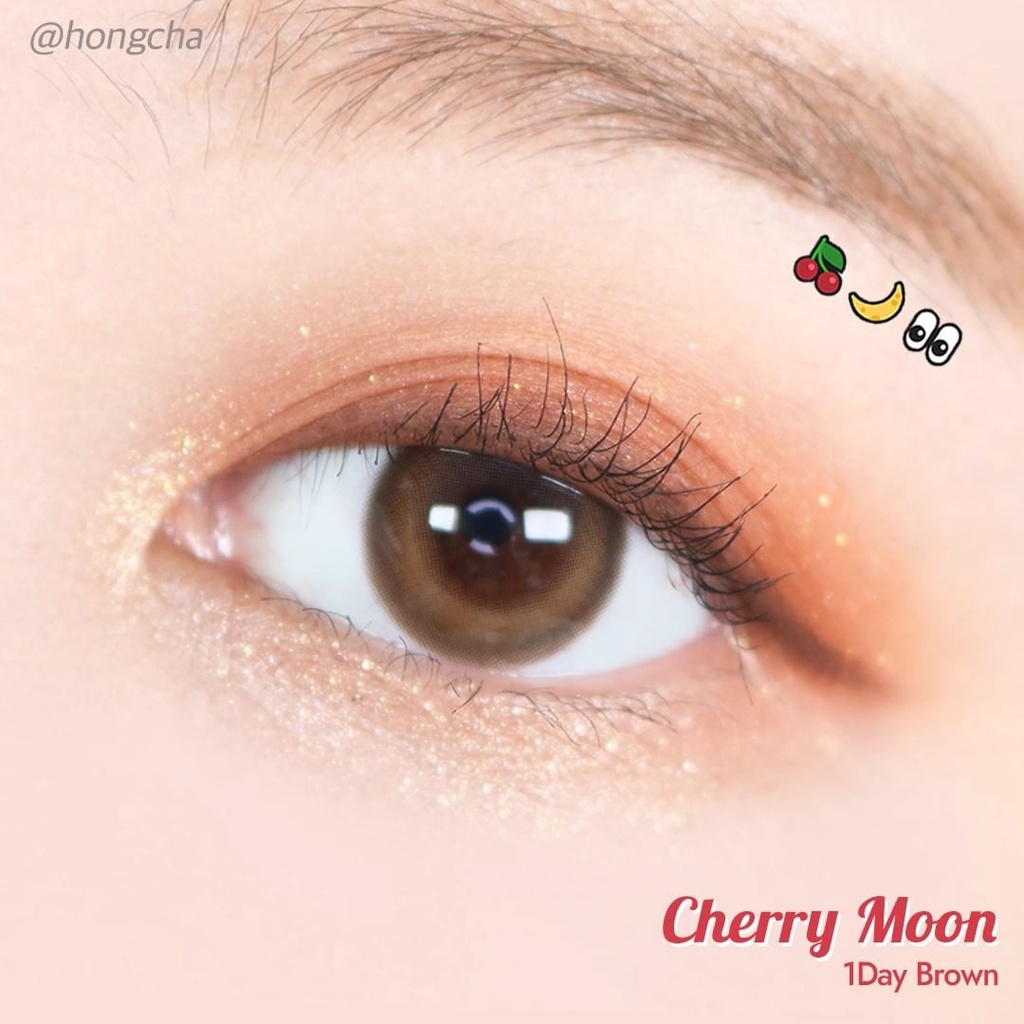 Lens Trăng Khuyết Áp Tròng CHERRY MOON Brown 1 Ngày - Mẫu Hottrend nội địa Hàn OLENS KOREA Ẩm Cao Phù Hợp Mắt Nhạy Cảm