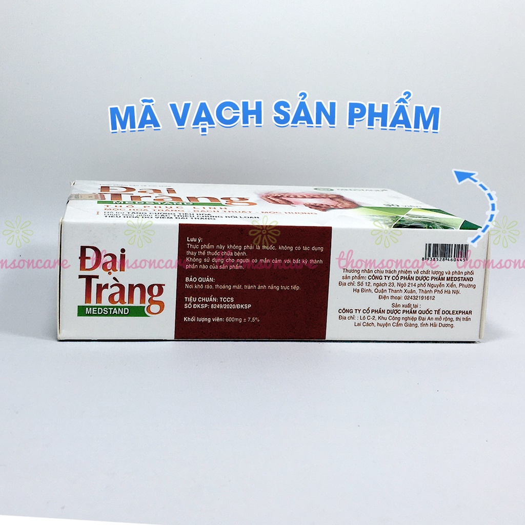 Giảm rối loạn tiêu hóa từ mộc hoa trắng và thảo dược - Đại tràng Medstand - Hộp 30 viên