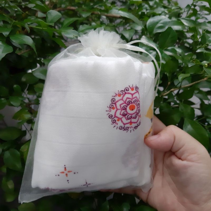 Set 10 Khăn sữa sợi tre Aden túi lưới mềm mịn cho bé trai bé gái