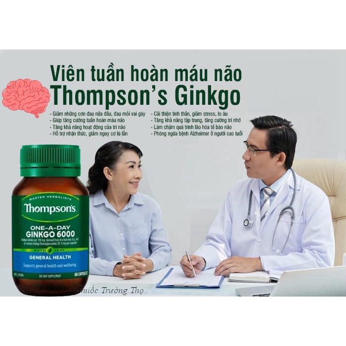 Bổ não tăng cường trí nhớ  Ginkgo Biloba 6000mg Thompson's