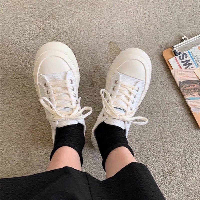Giày nữ sneaker vải trơn độn đế siêu phẩm