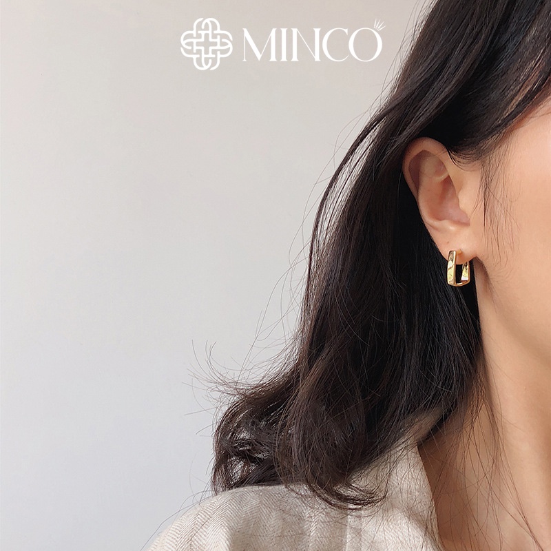 Bông tai nữ Minco Accessories hình vuông sang chảnh khuyên tai basic phụ kiện trang sức thời trang đẹp BT224