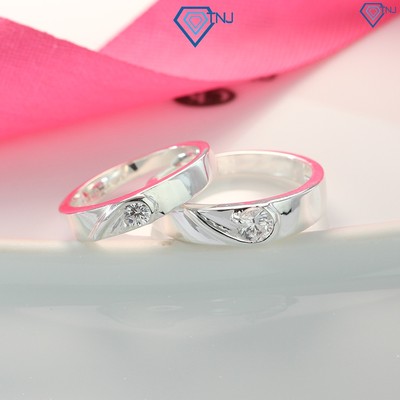 Quà tặng cho người yêu - Nhẫn đôi bạc tình nhân đẹp trái tim ghép khắc tên ND0187 - Trang Sức TNJ