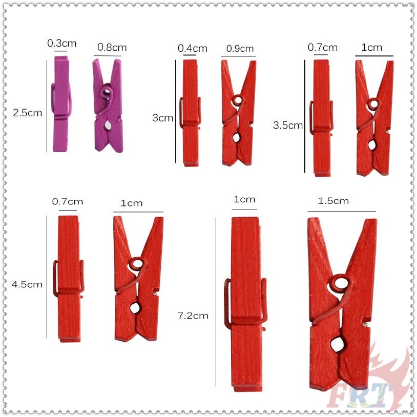 Set 5 kẹp gỗ nhiều màu ngẫu nhiên 25mm 30mm 35mm 45mm 72mm dùng kẹp ảnh trang trí thủ công