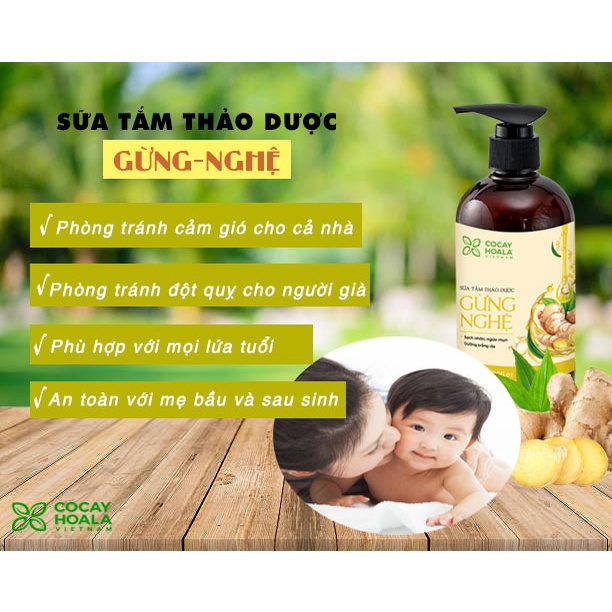 Dầu gội xả gừng Cỏ Cây Hoa Lá - sữa tắm gừng nghệ