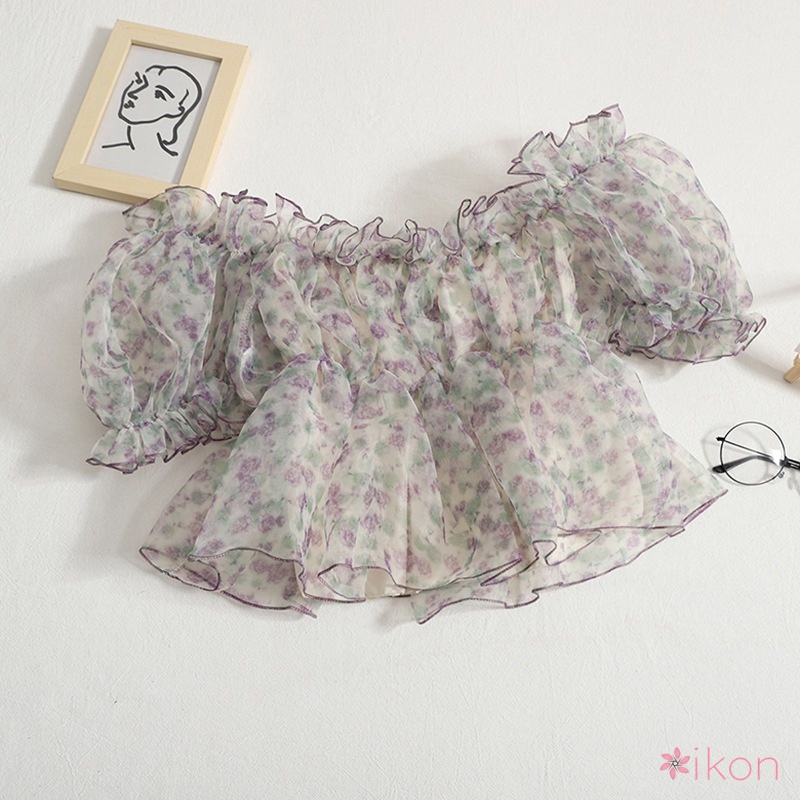 Áo Kiểu Trễ Vai Tay Phồng Phối Ren Thời Trang Mùa Hè Cho Nữ