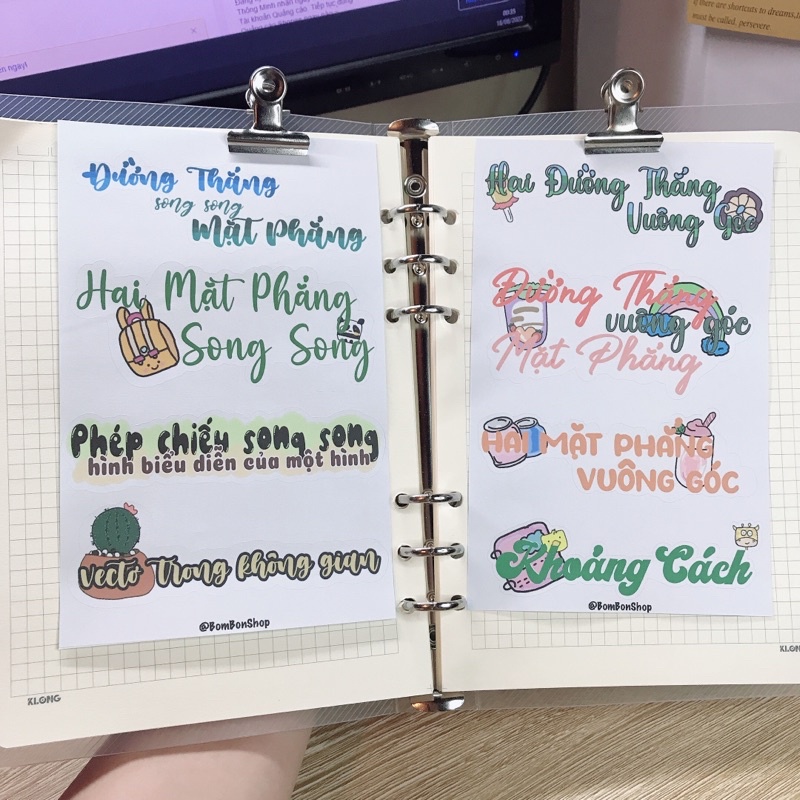 Stiker toán 11, nhãn dán môn học toán học lớp 11 có keo dán. BOMBON Shop