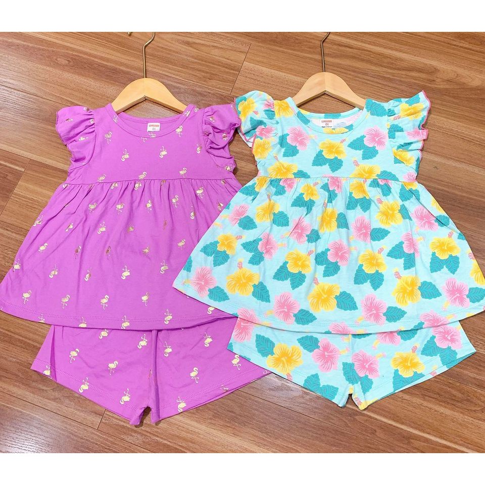 19-32kg Set bộ cotton xuất bé gái size đại dáng babydoll, quần ngắn cực xinh