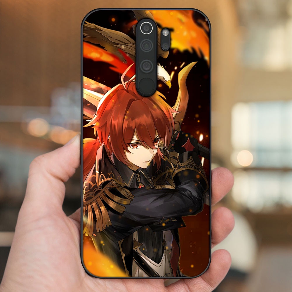 Ốp lưng Xiaomi Redmi Note 8 Pro viền đen in hình Diluc Genshin Impact