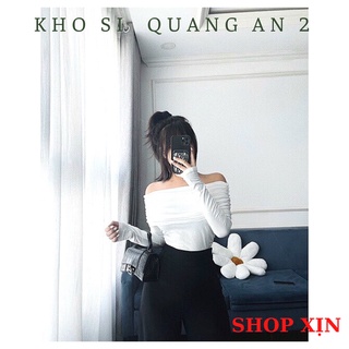 Áo kiểu nữ bệt vai tay dài ôm body thun gân co giãn 4 chiều