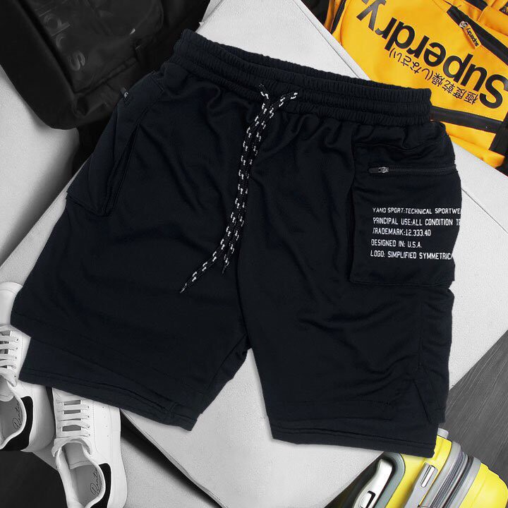 Quần tập gym nam 2 lớp có túi STTK01 quần thể thao nam ngắn cao cấp chất đẹp | BigBuy360 - bigbuy360.vn
