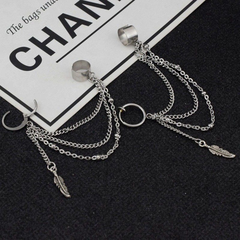 Bông tai phối xích cá tính phong cách Hàn Quốc cho nam