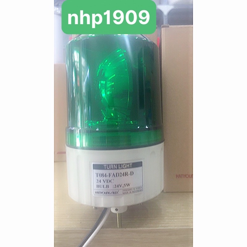 Đèn xoay cảnh báo màu Xanh, Hanyoung T084-FAD24G-D, 84mm, 24V