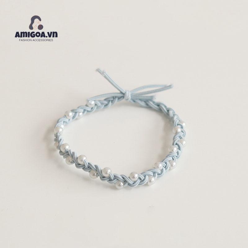 ✨✨Dây buộc tóc cao su bện ba sợi màu kẹo ngọc trai cho nữ
