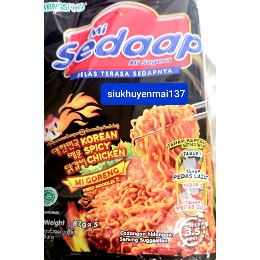 (5 vị) thùng 40 gói mì sedaap trộn khô gà cay hàn quốc, indonesia, T12_2023