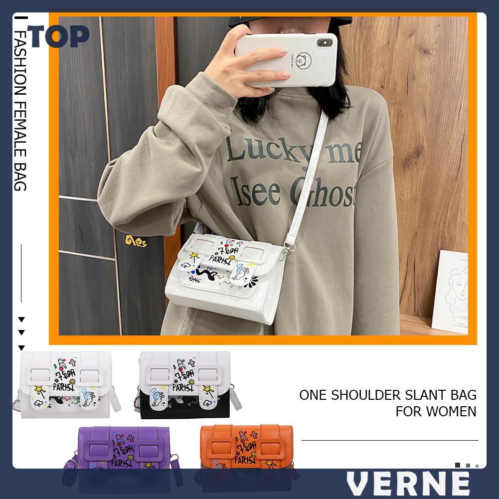 Túi Da Pu Đeo Chéo In Họa Tiết Graffiti Thời Trang Cho Nữ