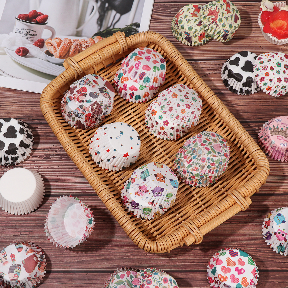 CONOPERYSet 100 cốc giấy  làm bánh cupcake hình động vật diy chống dầu