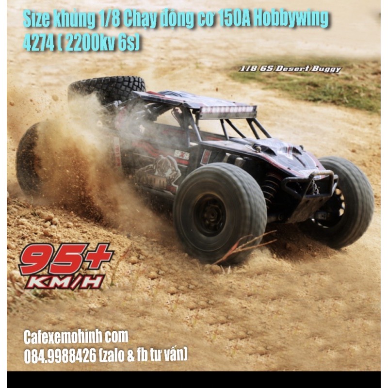 xe khủng Atom6s 1/8 chạy 100km/h size to 540mm xài bộ điện 150a hobbywing