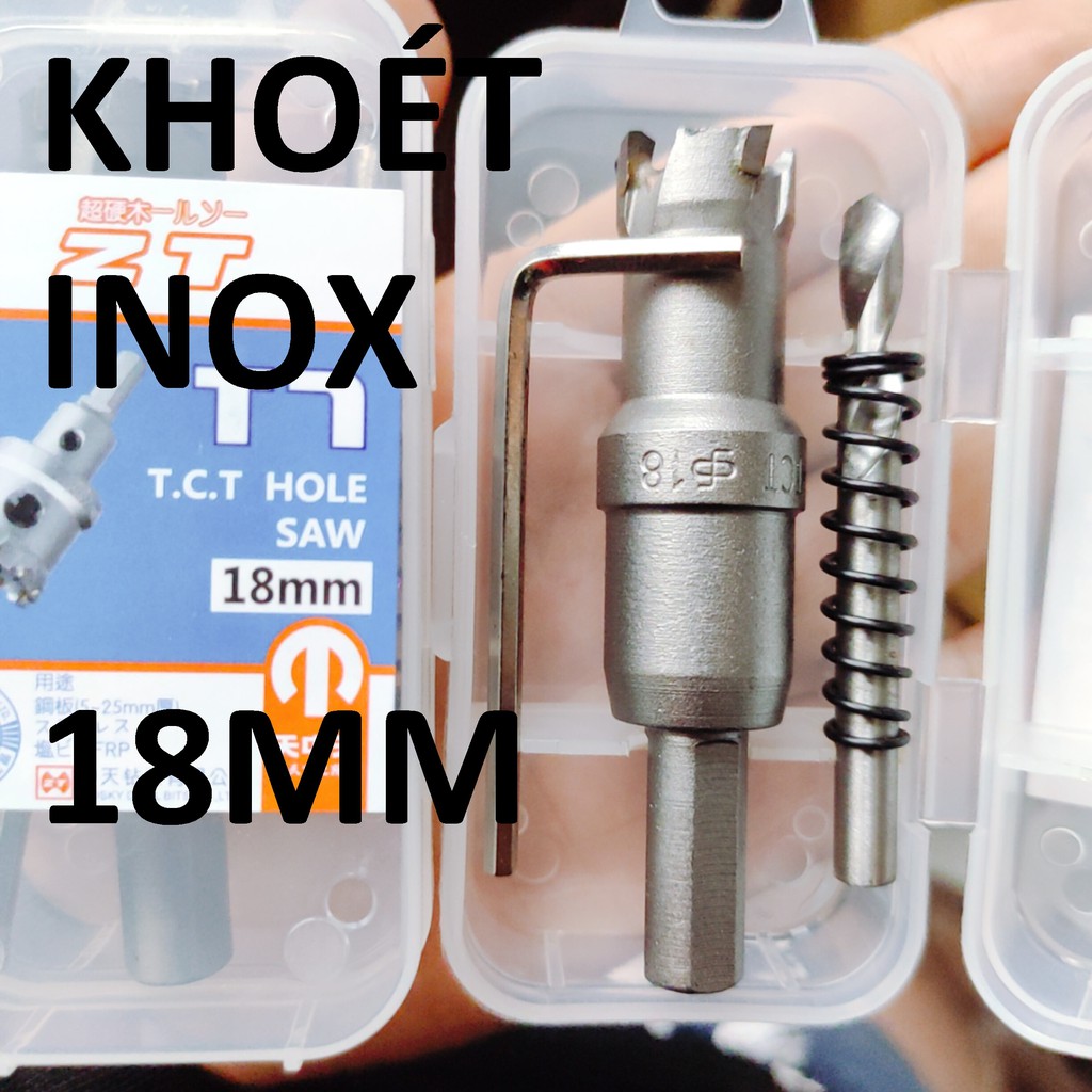 Mũi khoét inox 18 , sắt đầu hợp kim công nghệ Đức Loại 1, mũi khoét kim loại 18mm