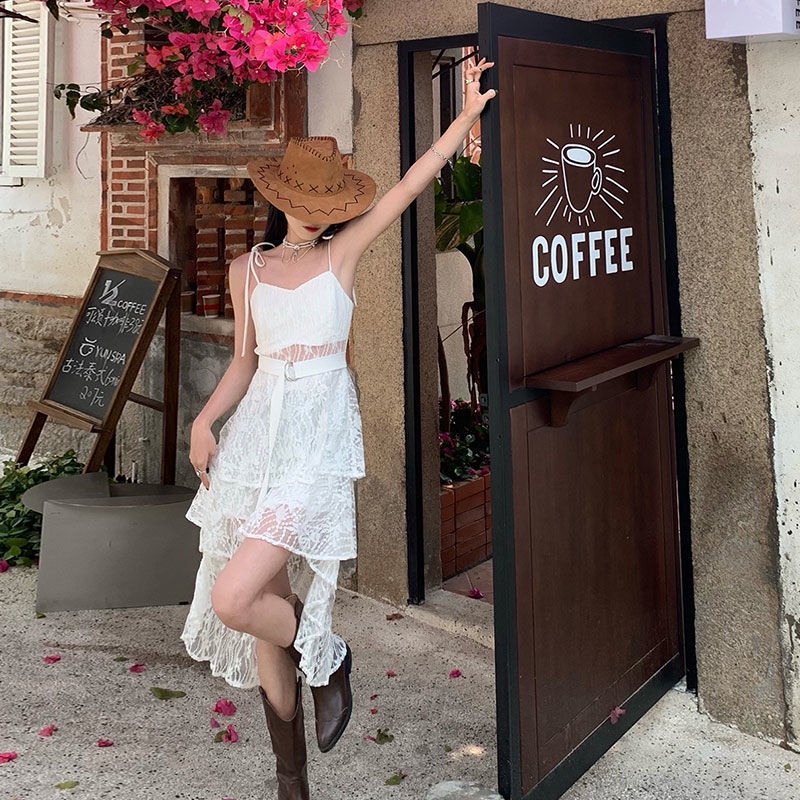 Đầm Body Phối Ren Hoa Thiết Kế Lệch Vai Quyến Rũ