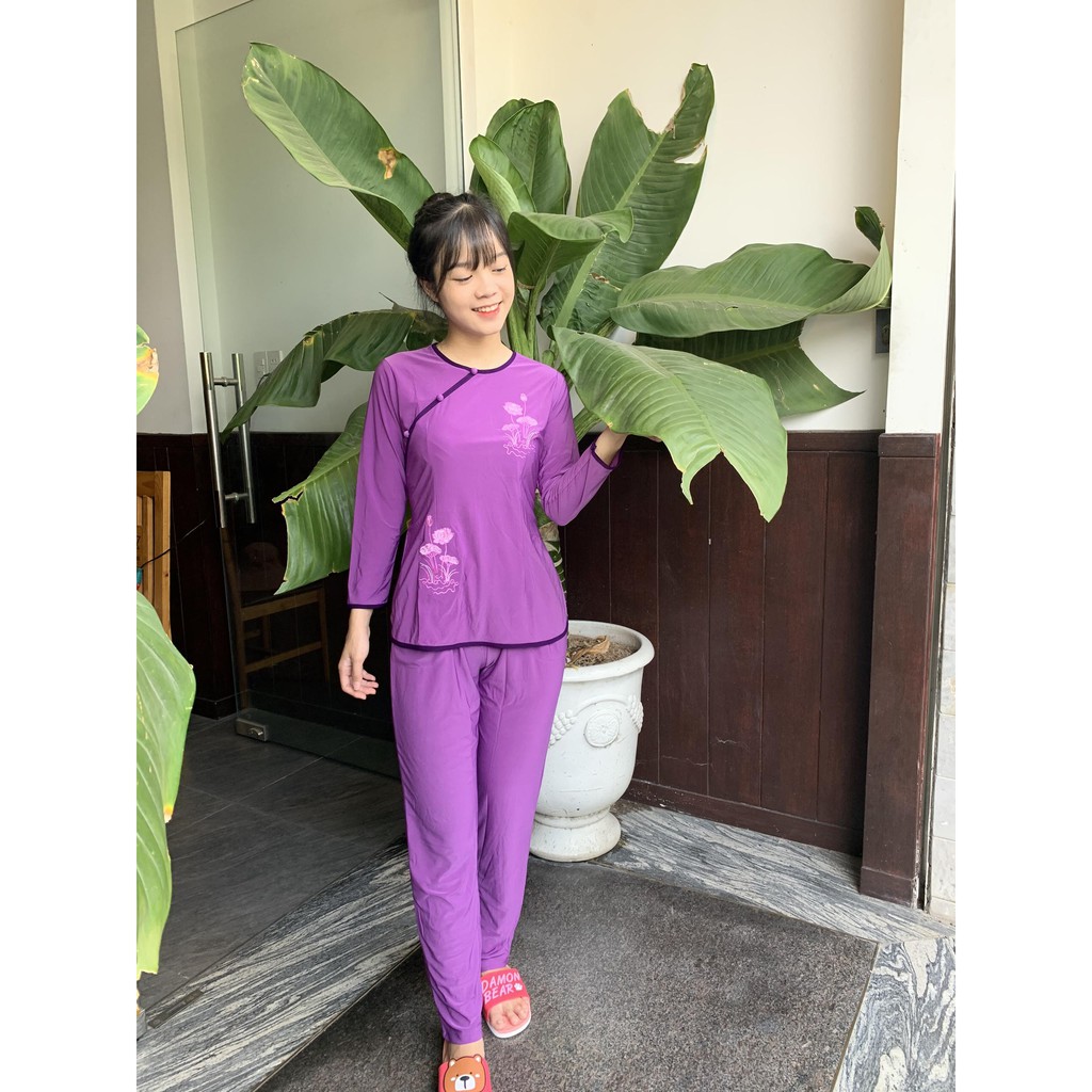 ĐỒ LAM ĐI CHÙA - MẪU THUN BIỀN TRÒN THÊU SEN