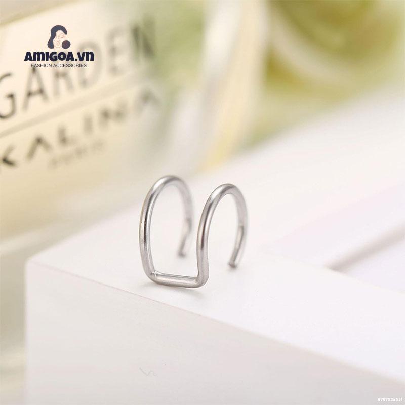 Set 5 Khuyên Tai Kẹp Chữ U Hai Lớp Sáng Tạo Không Xỏ Lỗ Tai