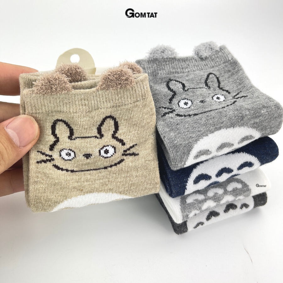 Set 5 đôi tất vớ cổ ngắn nữ GOMTAT, chất liệu cotton hình tai gấu dễ thương phong cách Hàn Quốc - LISU-TAIGAU-01