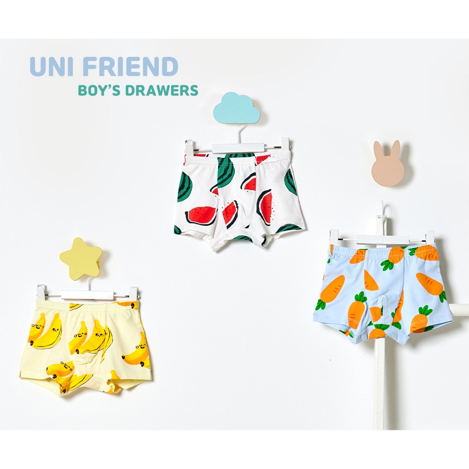 Set 3 quần chip đùi cotton spandex cho bé trai Unifriend Hàn Quốc U6006