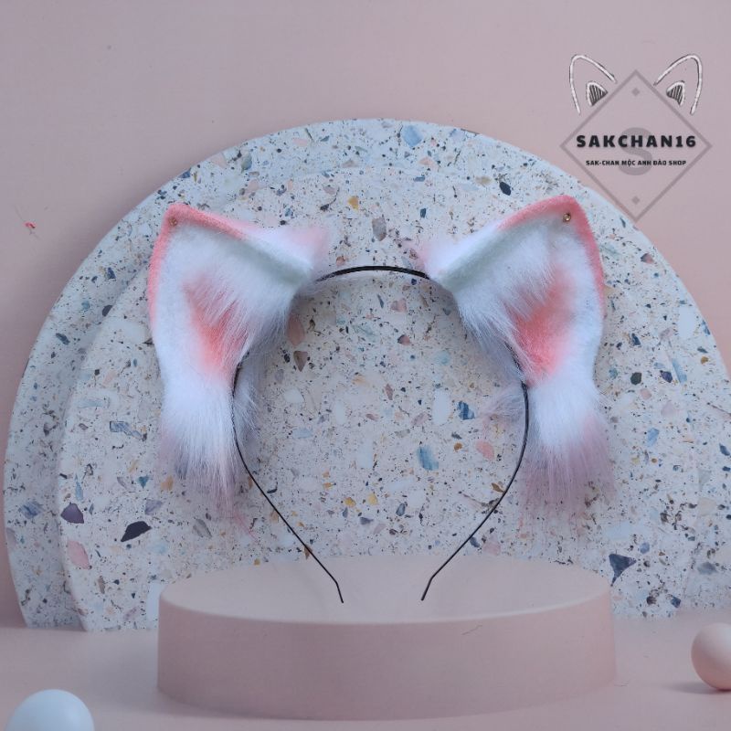 [Nhiều màu] Cài tóc hoá trang hình tai mèo và cáo màu ombre có đính đá | BigBuy360 - bigbuy360.vn