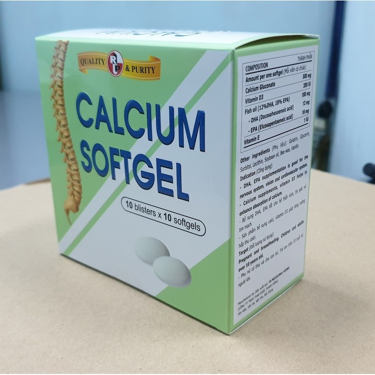 CALCIUM Softgel Viên uống bổ sung canxi và vitamin D3, phát triển chiều cao