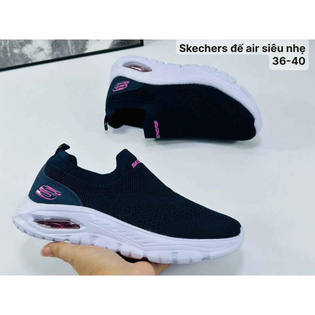 Giày skechers nữ đế hơi siêu nhẹ êm chân, vải co dãn thoáng khí