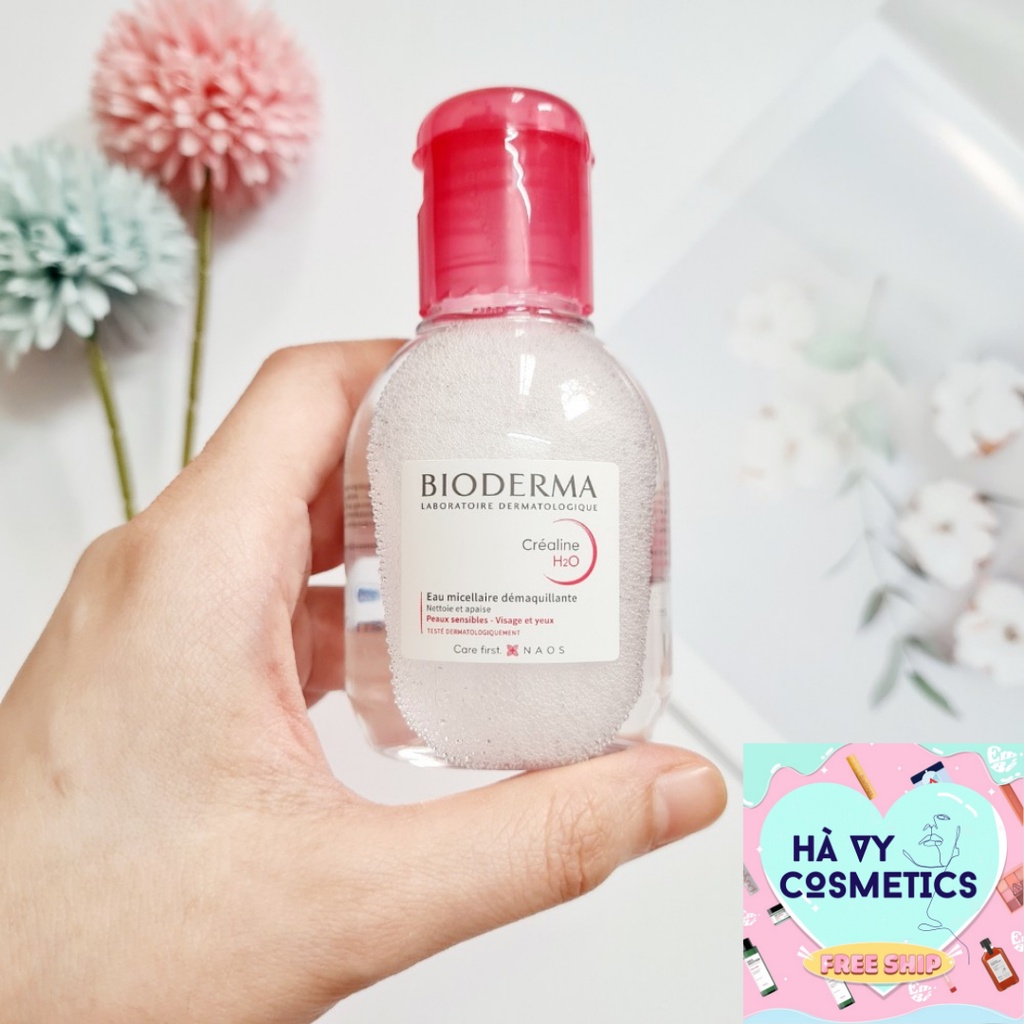 Nước tẩy trang Bioderma Micellar Water Crealine H20 bản màu hồng dành cho da nhạy cảm 100ml