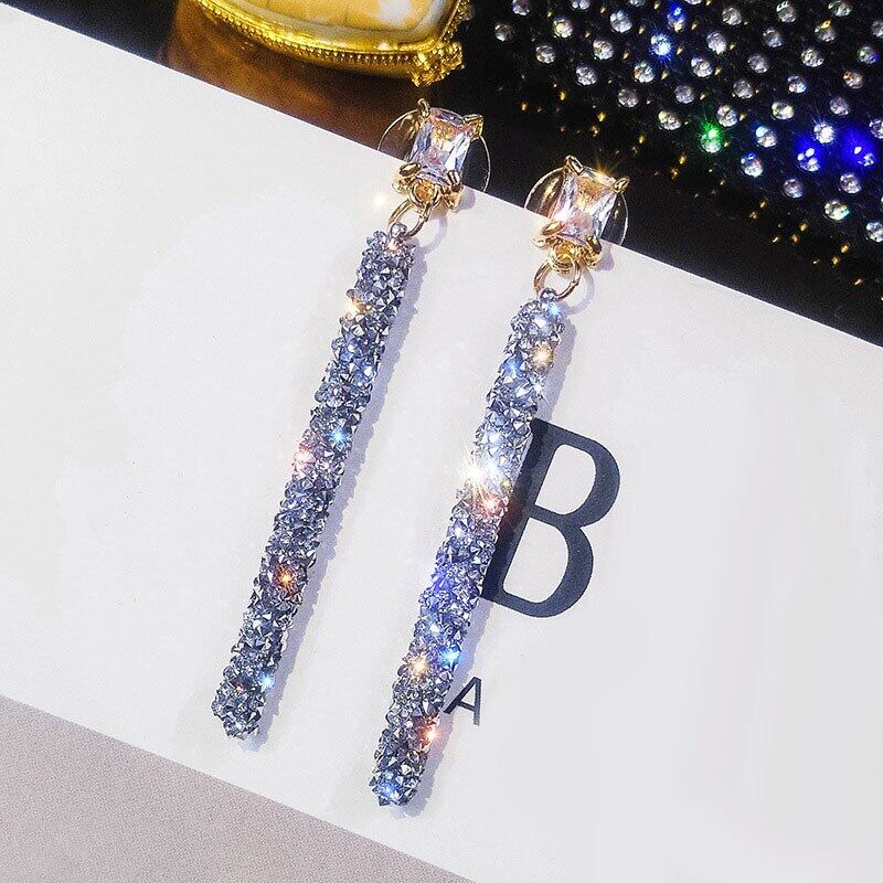 Bông Tai Dáng Dài Đính Pha Lê Phong Cách Hàn Quốc Thời Trang Cho Nữ