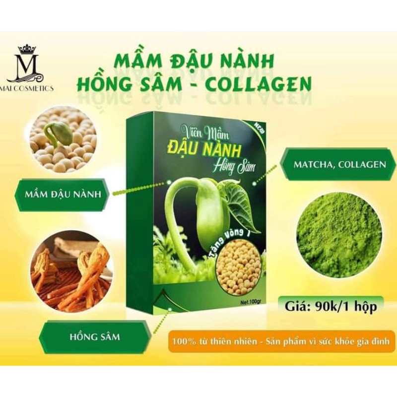Mầm đậu nành hồng sâm tăng vòng 1, đẹp da