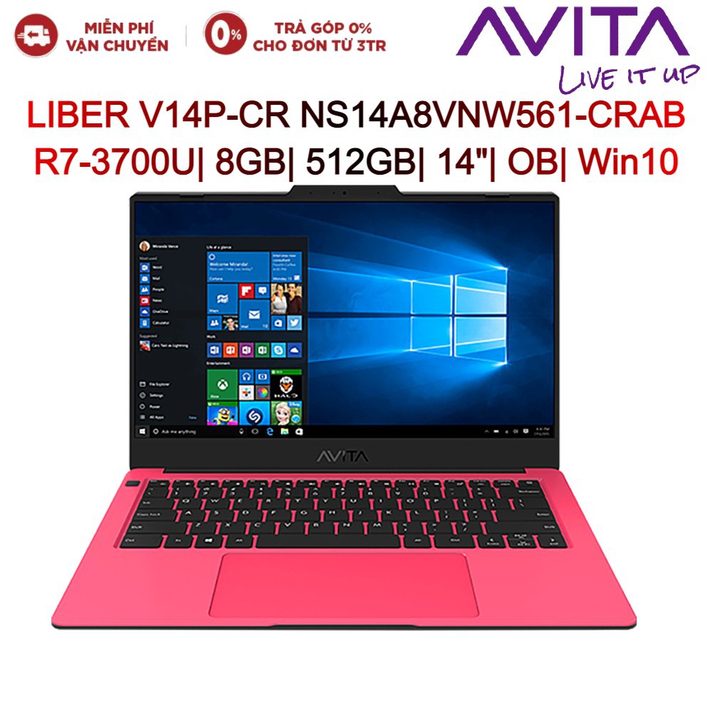 Laptop Avita LIBER V14P-CR NS14A8VNW561-CRAB R7-3700U| 8GB| 512GB| 14"FHD| OB| Win10 | BigBuy360 - bigbuy360.vn