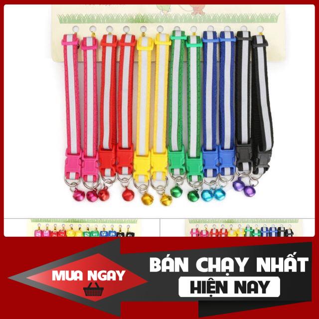 (hàng đẹp)VÒNG CỔ MÈO,CHÓ CÓ CHUÔNG CHẤT LIỆU DÙ ĐAN 0