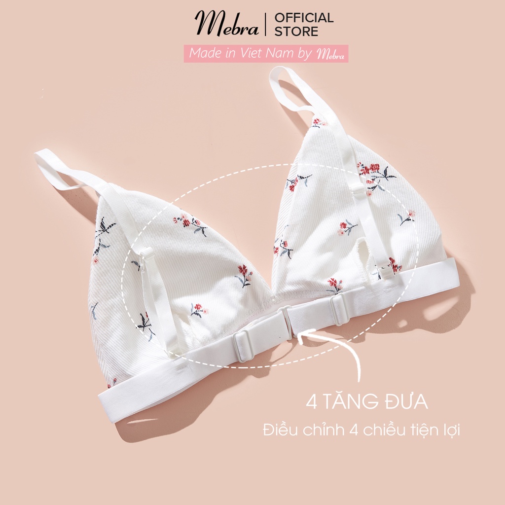 Áo bra trắng mút đệm mỏng không gọng cotton kháng khuẩn thấm hút mồ hôi mặc đi biển mùa hè có bigsize Mebra A011