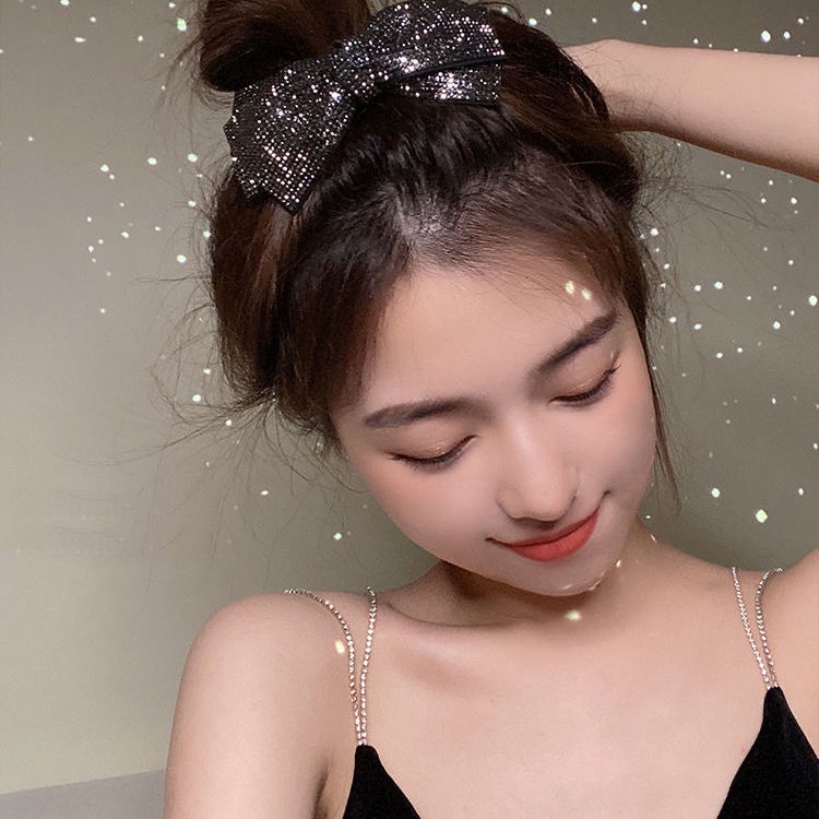 Kẹp tóc hình nơ đính đá thời trang mùa hè cho nữ