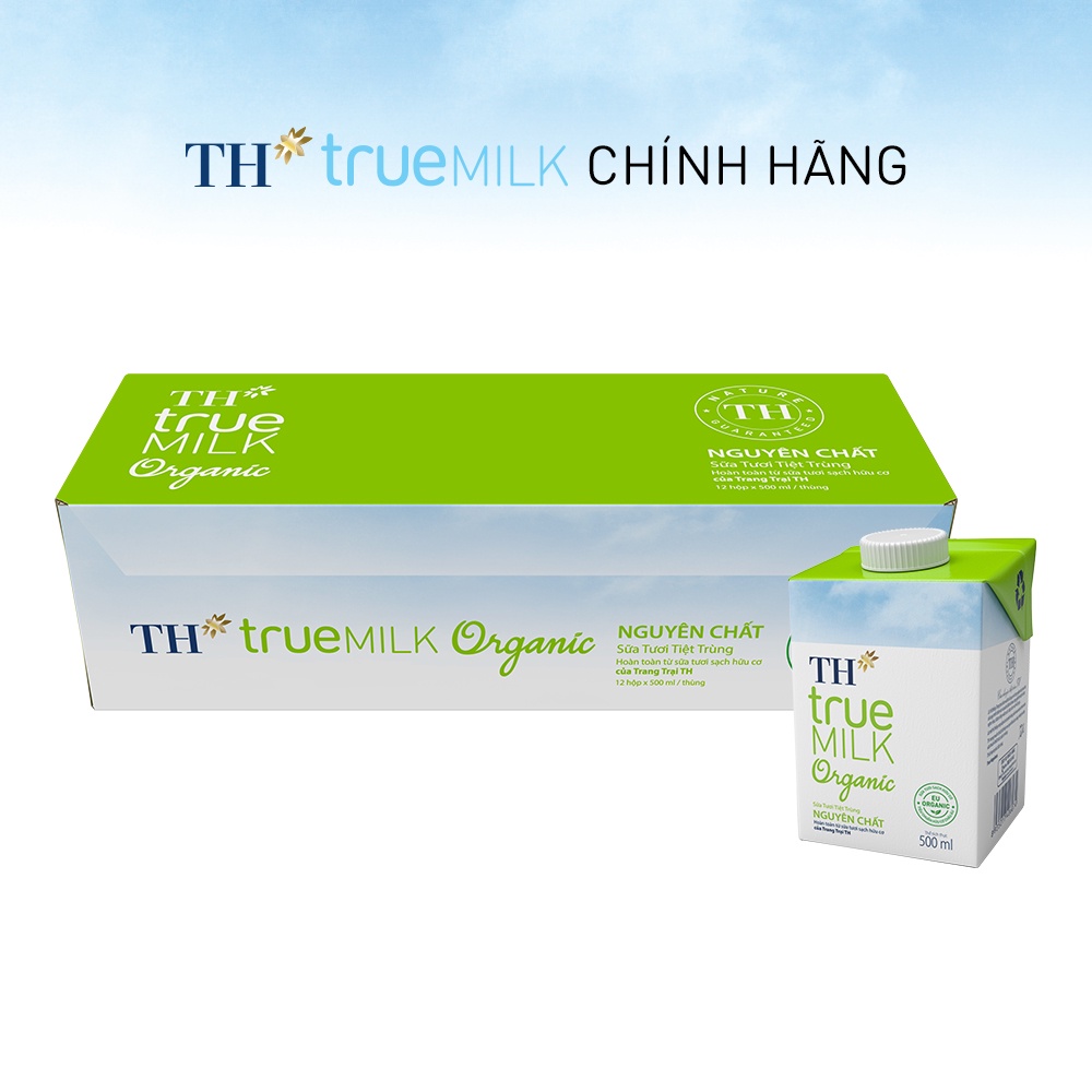 Thùng 12 hộp sữa tươi hữu cơ TH True Milk Organic 500ml (500ml x 12)