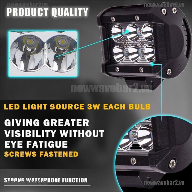 Đèn Led 2 18w 4wd Chất Lượng Cao Cho Xe Jeep