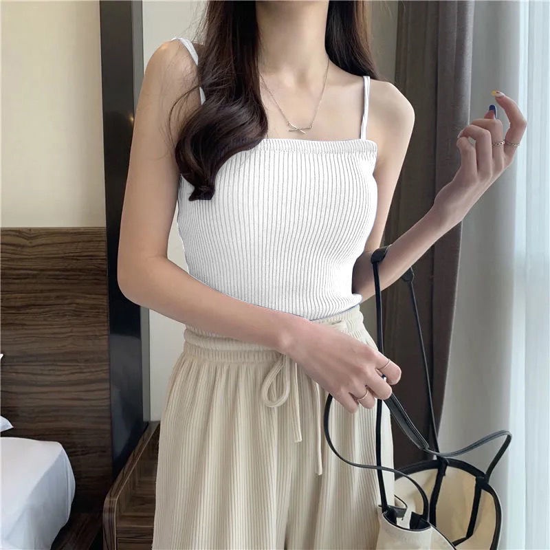Áo Croptop Sát Nách Vải Lụa Lạnh Dáng Ôm Thời Trang Mùa Hè Cho Nữ
