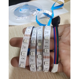 Led dây dán 5 mét 300 bóng led 12V, bóng led 5050 RGB không phủ keo, dây led trang trí đủ màu