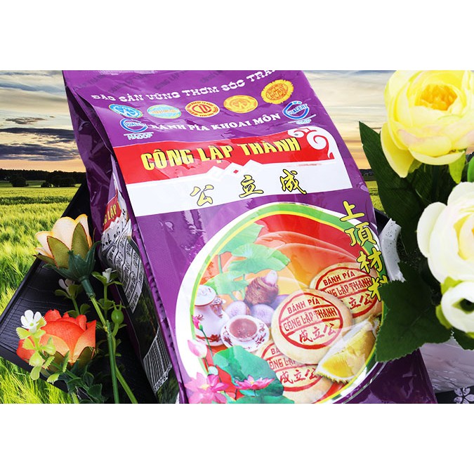 Bánh Pía Sóc Trăng Khoai Môn Sầu Riêng Trứng Muối (350g/1 Gói) Rất Thích Hợp Làm Quà